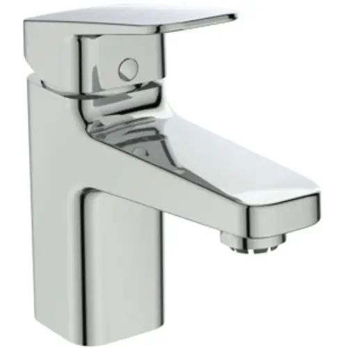 Chromene Waschtischarmatur von Ideal Standard mit einer schlichten, modernen Form und einem Hebel zum Regulieren des Wasserflusses.